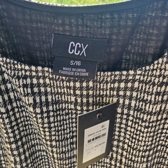 CCX City Chic Womens Plus S 16 Black White Houndstooth PINIFORE DRESS NWT Sexy - Picture 4 of 6
